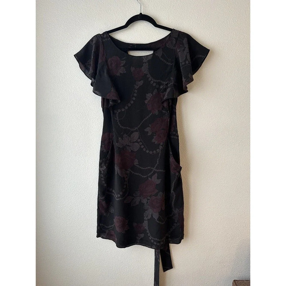 Rebecca‎ Taylor Women’s Mini Dress Size 2 Floral Dark Romantic Fairy Grunge Silk - Picture 1 of 11